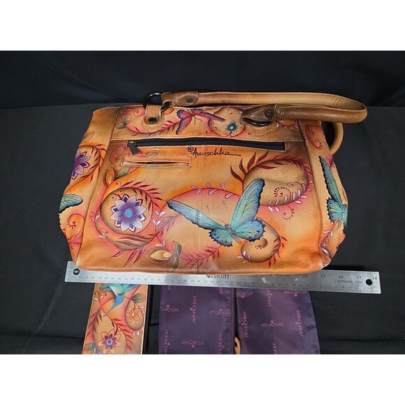 Anushka Flying Jewels Hand Painted Leather Purse Shoulder Bag Couin Phone Cards - Picture 3 of 5